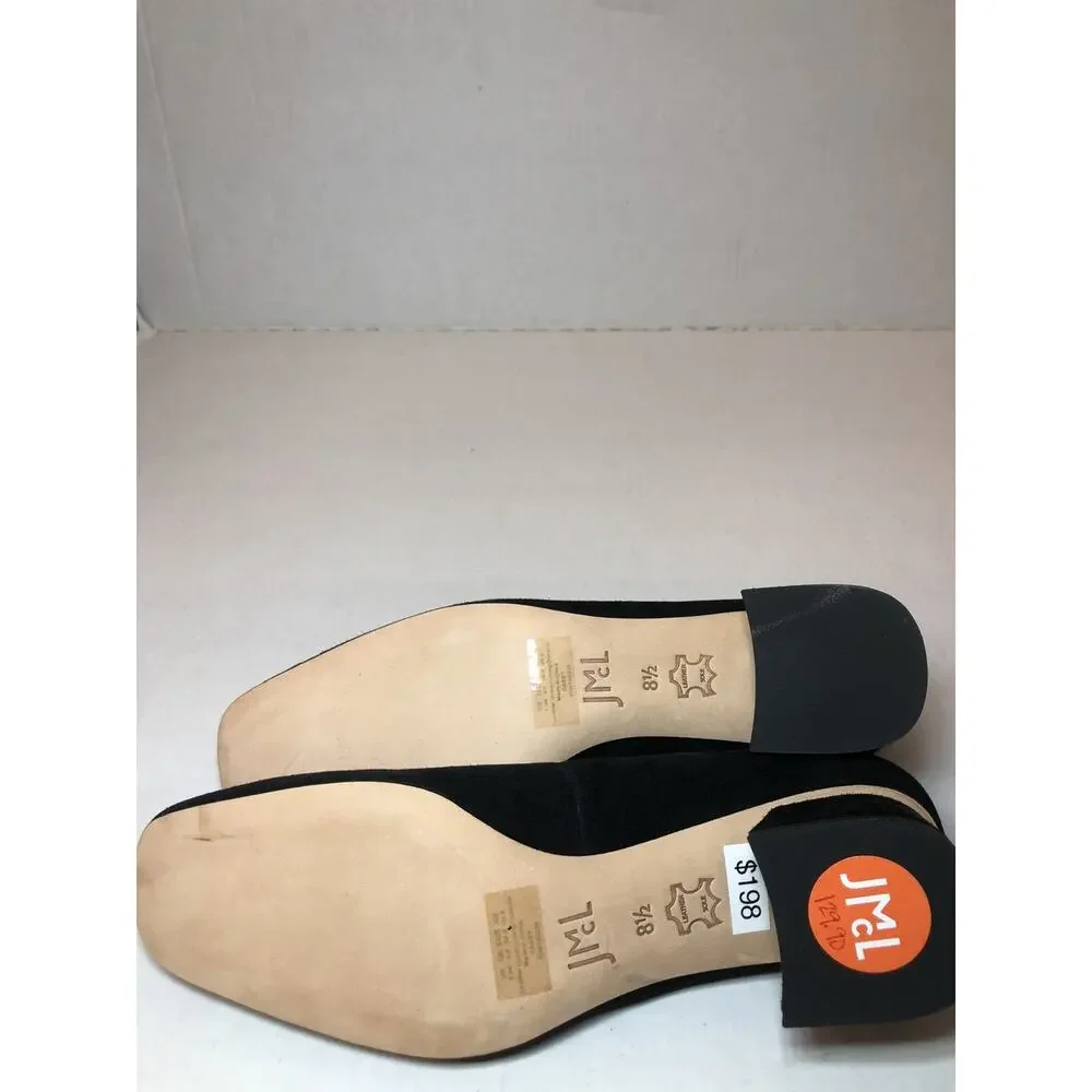 New J.Mclaughlin Casey Suede Black Block Heel Classic Office Mature Capsule 8.5